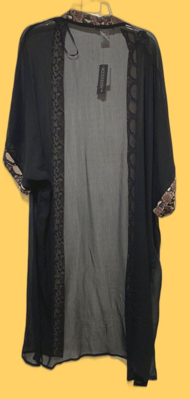 Accessory St Black Snakeskin Print Women's Sheer Full-Length Wrap - Picture 4 of 4